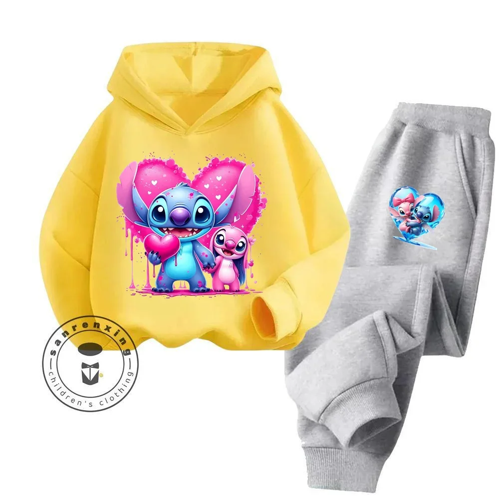 Stich Cartoon Kleidung gemütliche und modische Hoodie Jogger-Sets geeignet für Herbst und Winter Kinder Outdoor-Sport Hoodie-Set