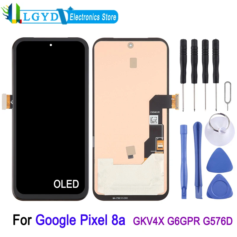 

8A OLED LCD Screen For Google Pixel 8a GKV4X G6GPR G576D Phone LCD Display Touch Screen Digitizer Repair Replacement Spare Part