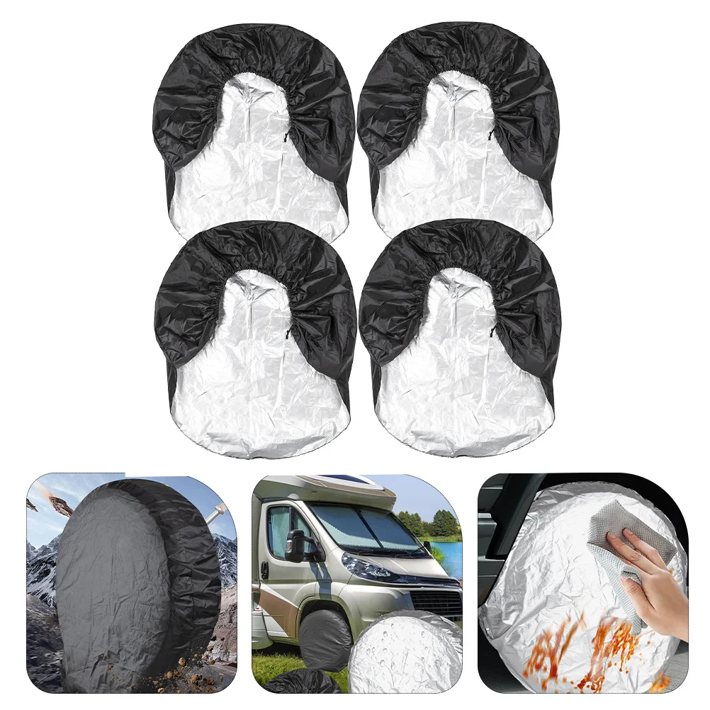 

4 Pcs Tire Protective Cover Spare Covers for Trailers 190t Polyester Taffeta Camper Accessories Rv Travel Wheel