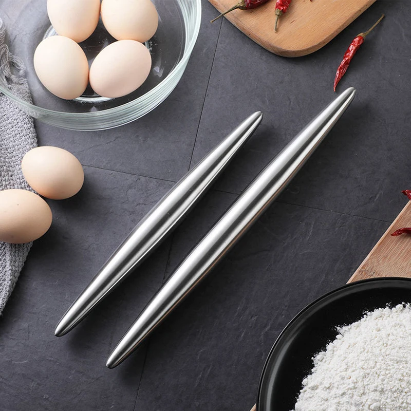 Rolling Pin Stainless Steel 18/24/30cm Kitchen Utensils Dough Bake Pizza Noodles Cookie Dumplings Making Non-stick Baking Tools