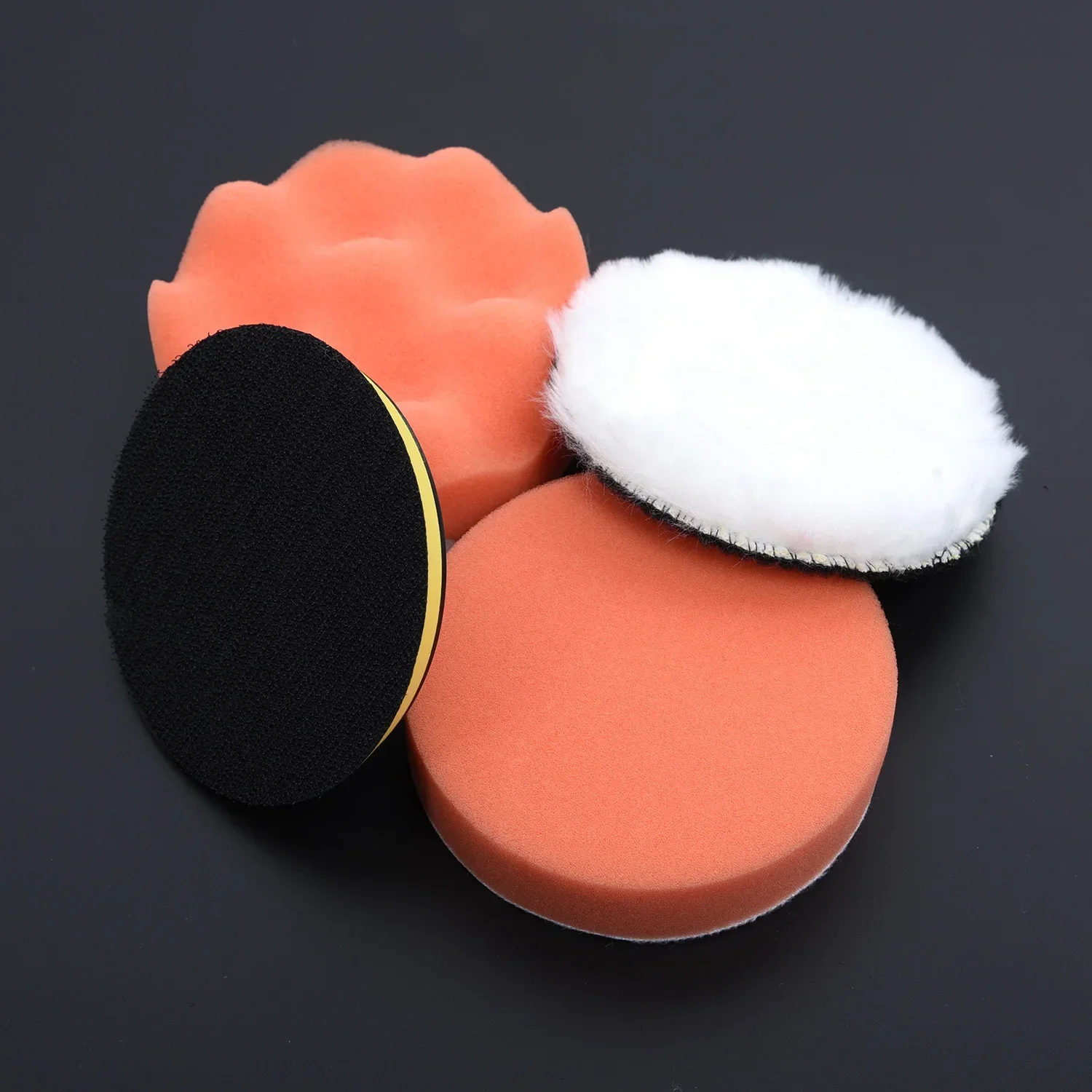 5Pcs/Set 4” Gross Polishing Buffing Pad Kit Tool With Drill Adapter Car Polisher Buffer Widely Use  Car Accessories