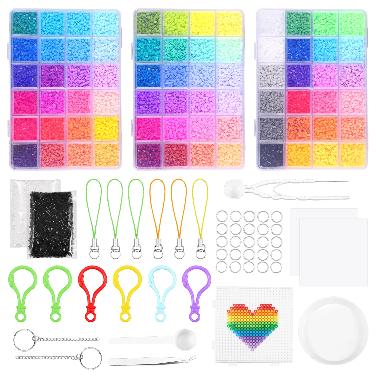 Melty Bead Kit 0.1 inch Fuse Bead DIY Kit 48 Colors/72 Colors Creative Melty Beads Kits with Tweezers and Spoons for Beginners