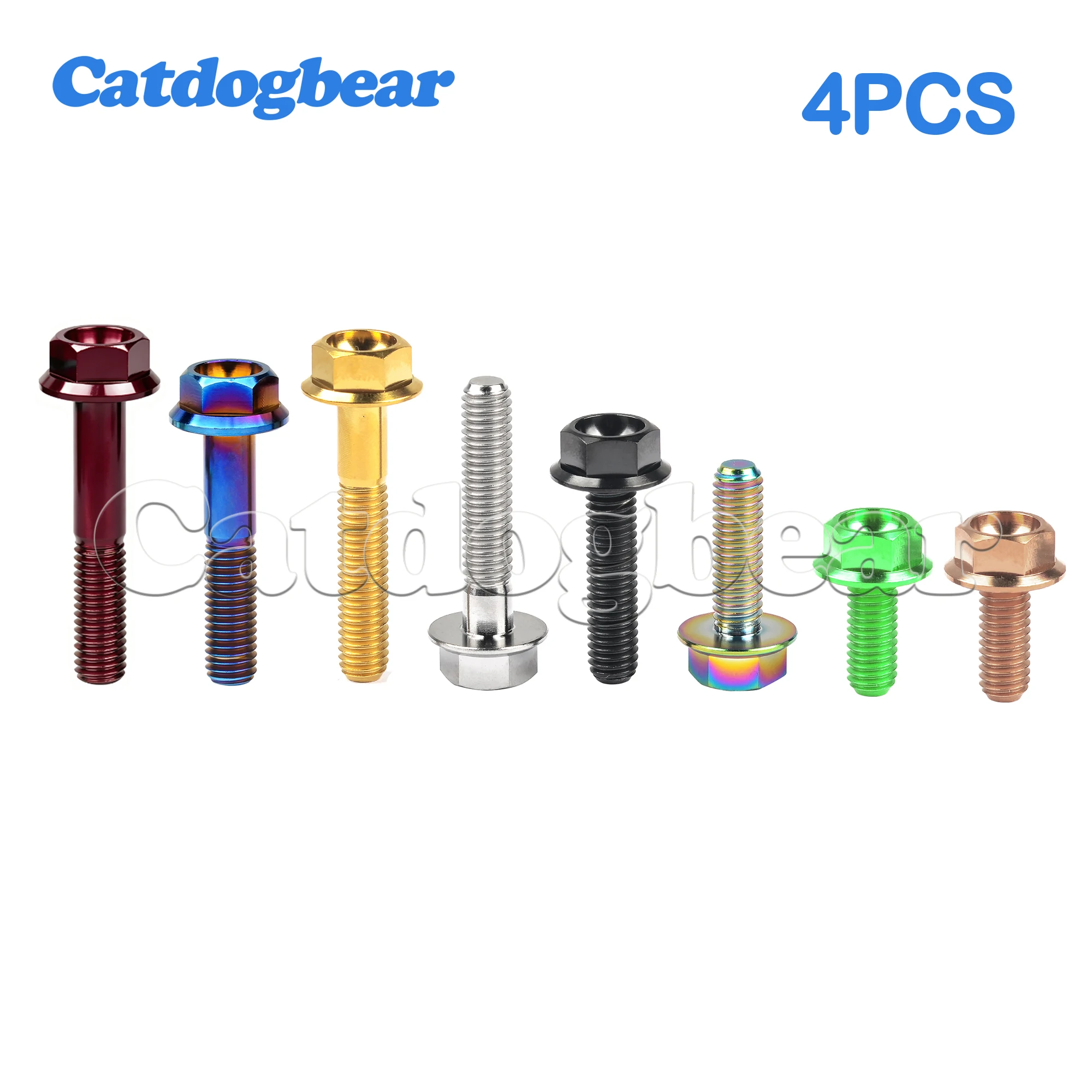 Catdogbear 4PCS Flange Head Bolts DIN6921 M6M8x10/15/20/25/30/35/40/45/50/55mm Flange Head Screws For Motorcycle Modified Parts