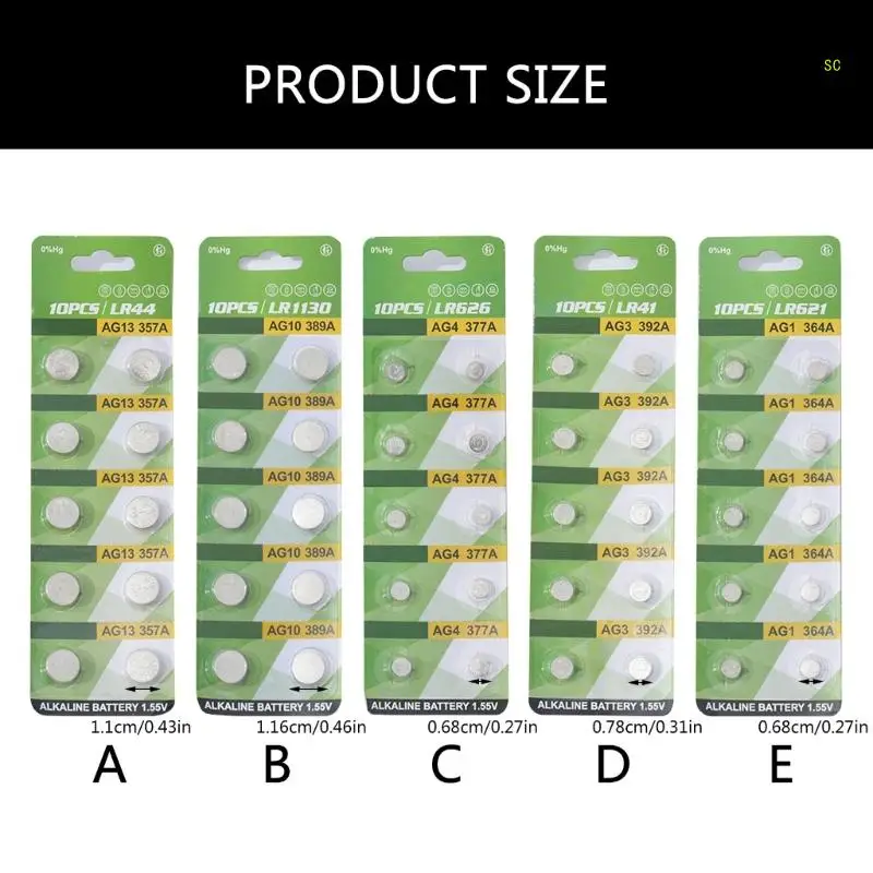 10pcs 1.55V AG1 LR44 อัลคาไลน์เหรียญแบตเตอรี่ยาวสำหรับเครื่องคิดเลขระยะไกล Dropshipping