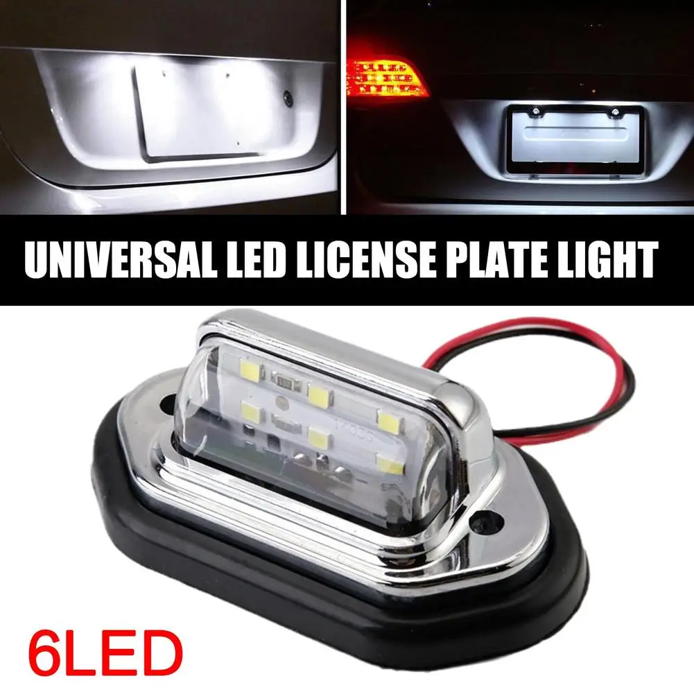 6 LED Car License Plate Light 12V-24V Waterproof White Truck Licens Boats RV Lamp Taillight SUV Van Trailer Accessory Plate M0A3