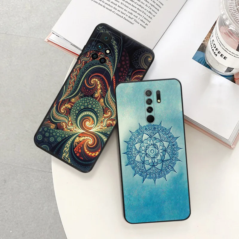 Ultra Thin Silicone Phone Case For Redmi Note 9 10 8 7 8t a3 a3x 13 10c 10a 9a 9c 9s 10s Xiaomi 9t 10t Pro Abstact Mandala Cover