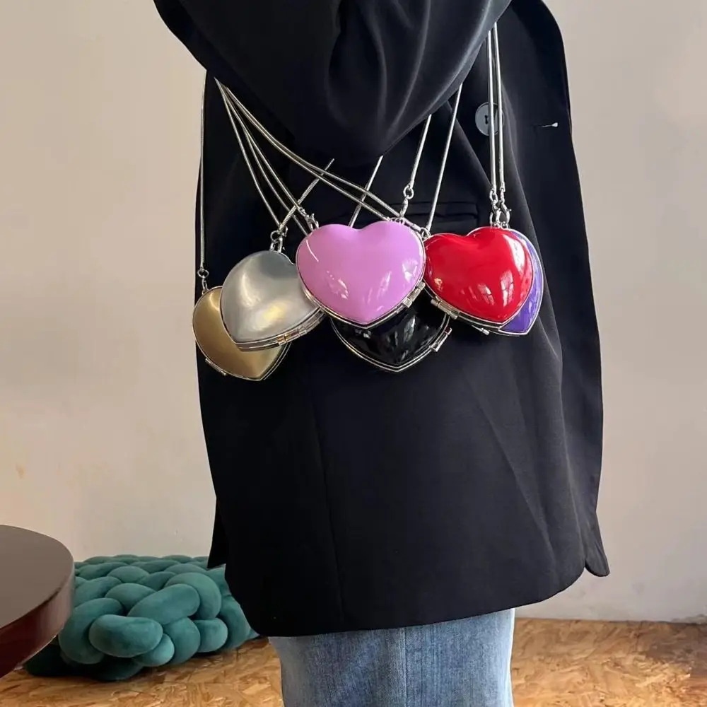 Snake Bone Chain Love Shape Crossbody Bag PU Shoulder Bag Box Shoulder Bag Large Capacity Crossbody Bag Lipstick Bag Party