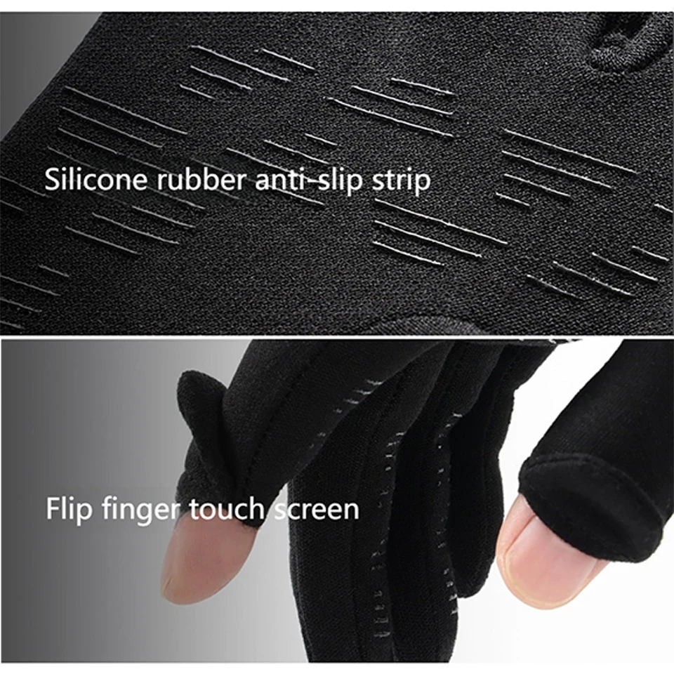 Kokossi inverno fino macio tela de toque luvas térmicas à prova de frio leve forro à prova de vento velo flip dedo das mulheres dos homens luvas
