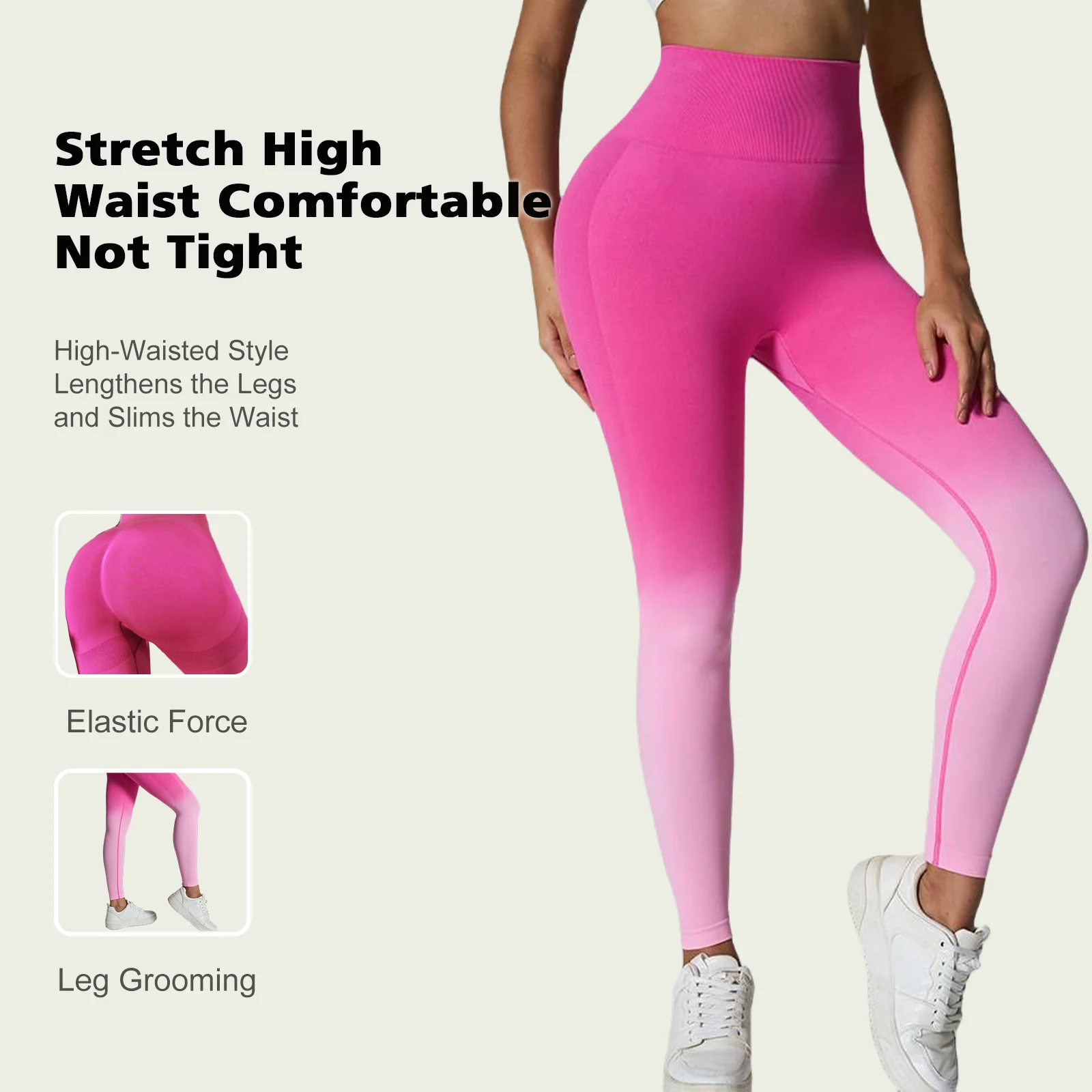 Women Yoga Leggings Gym Leggings Push Up Tights Elastic Gym Wear Fitness Yoga Workout Training Soft Seamless Yoga Leggings