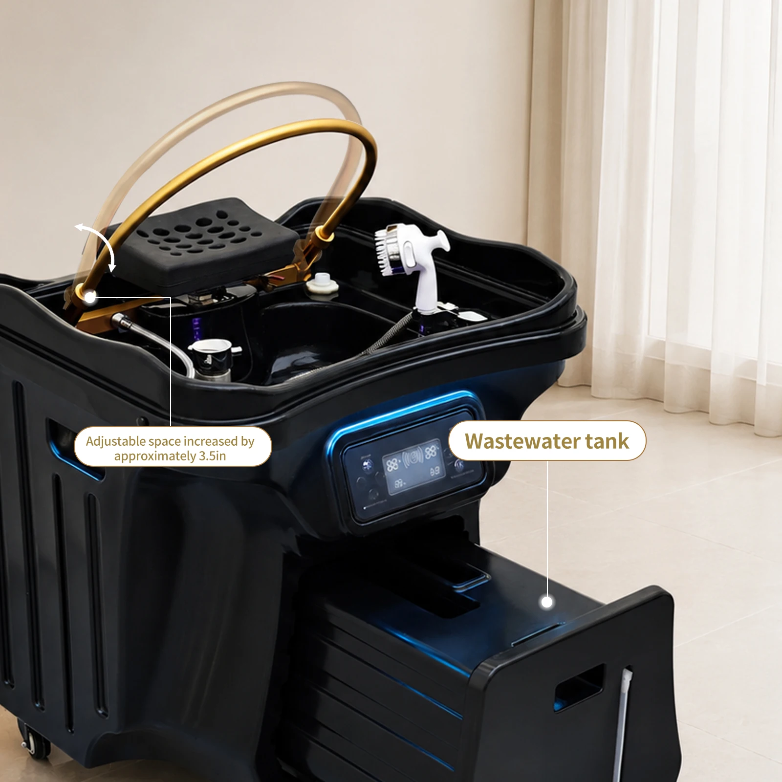 Mobile Shampoo Bowl Head Therapy Sink Thermostatic Circulating Water Head Spa Basin, Free of Water Line for Barber Beauty Salo - view 6