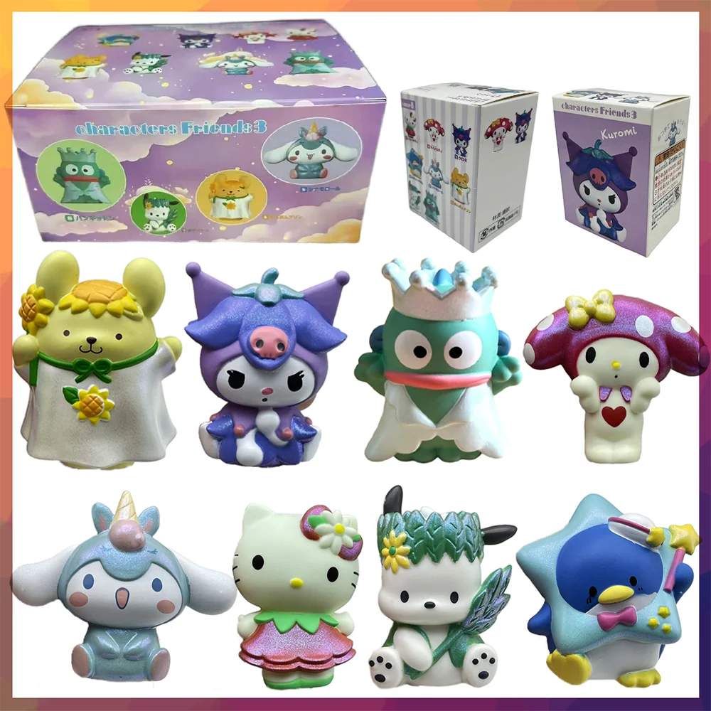 

Sanrio Friends 3rd Edition Kuromi Shokugan Pompompurin Pochacco Hangyodon Figurine Collectible Cute Home Decor Gift