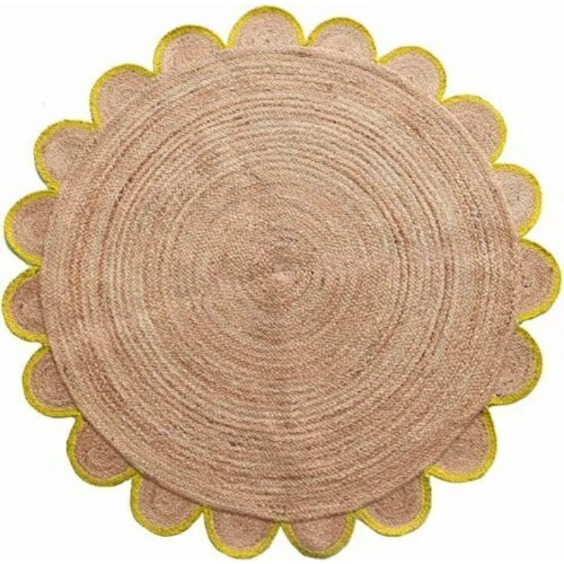 Rug Round Jute 100% Natural Handmade Carpet Braided Rustic Look Modern Area Rug