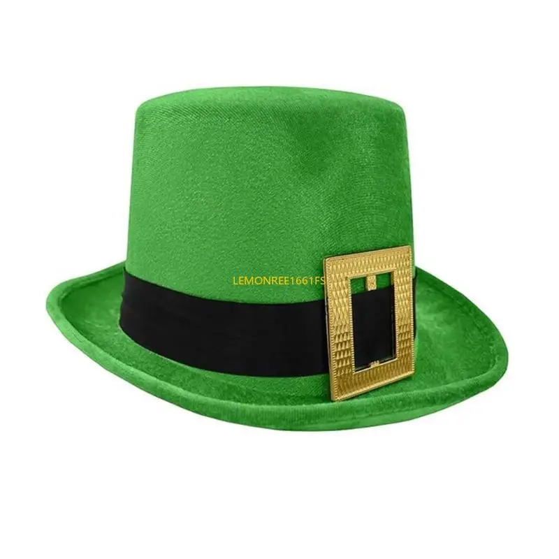 

Q39C Festival Green Hat Flat Top Hat Carnivals Party Hat StPatrick Holiday Decors