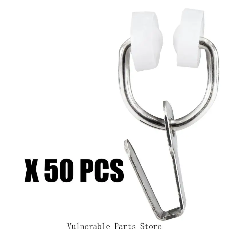 D0UC المعادن النايلون متنقل القوافل نافذة السنانير الحد من الضوضاء أداة تركيب مجاني لأنظمة المسار الستار متعددة 50 قطعة #5