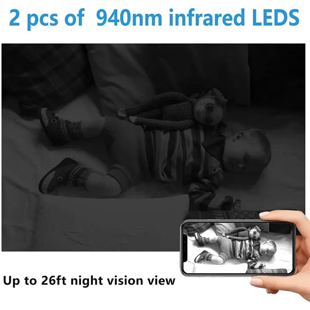 Wifi Mini Camera 1080P Baby Monitor Surveillance Cam BuiltIn Battery with Night Vision Motion Detection for Security Hidden Card