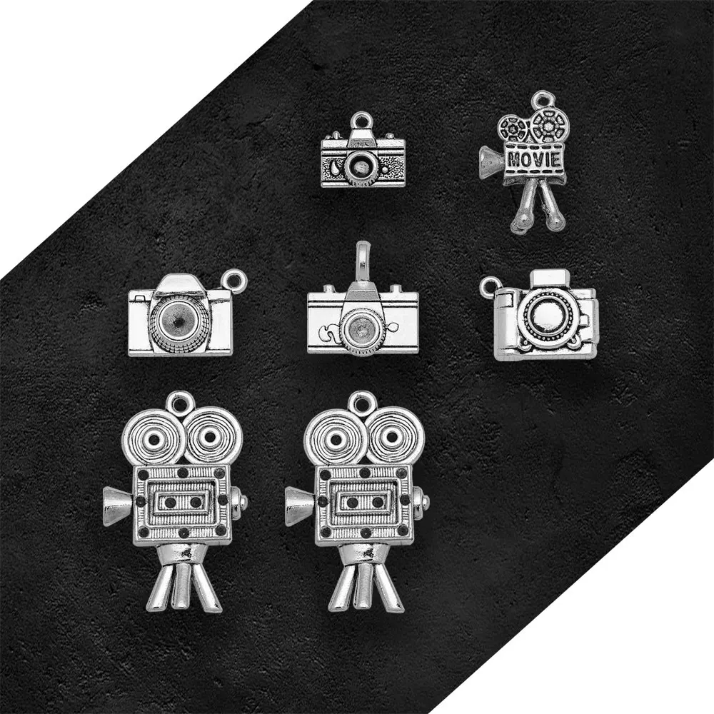 Antique Silver Plated Camera Video Recorder Charms Movie Travel Pendants For Diy Jewelry Making Findings Supplies Accessories