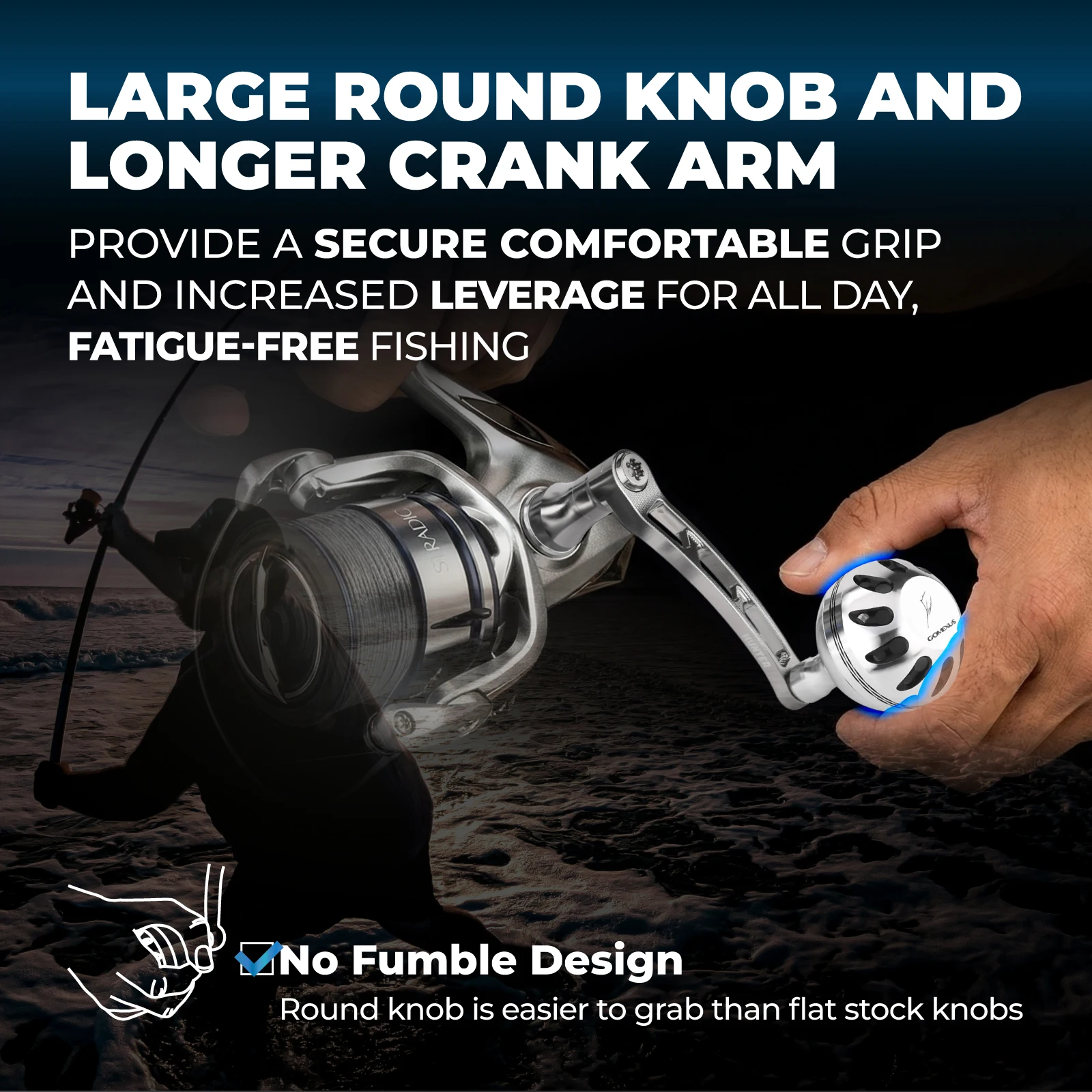 Gomexus 70mm Power-Griff für Shimano Stella Stradic Vanford Vanquish Daiwa BG MQ Certate Luvias Spinnrollen LMY-A38 – Detail 2