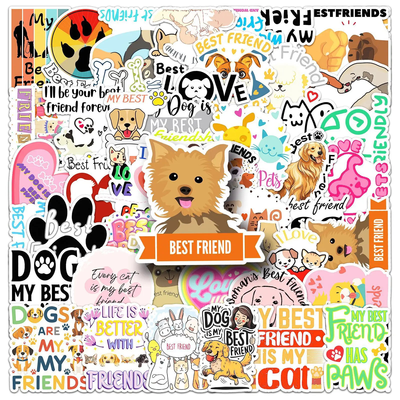 10/30/50PCS Pets are best Friends Stickers English phrases Decoration Guitar Laptop Waterproof DIY Funny Stickers Classic Toy