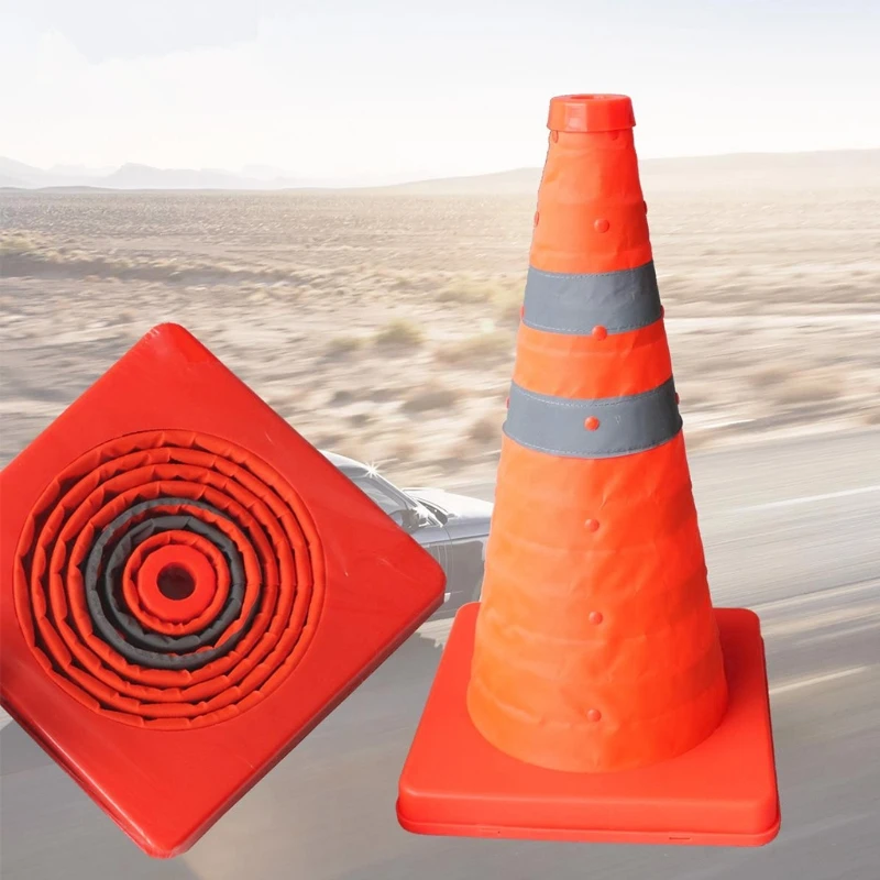 42cm Folding Road Safety Warning Sign Traffic Cone Orange Reflective Tape Drop Shipping Support