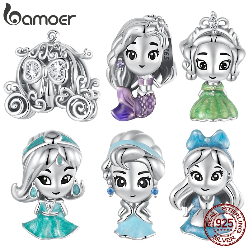 

Bamoer Original 925 Sterling Silver Princess Charm Dreamlike Fairytale Bead Mermaid for Women Bracelet DIY Fine Jewelry Gifts