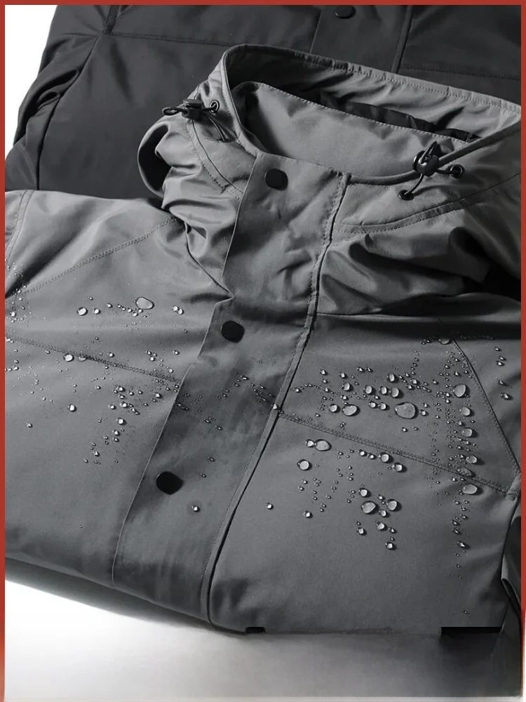 

Outdoor Men's Thiened Winter down Jaet Hooded White Du Feather Waterproof Windproof Warm Coat Zipper Closure Polyester ...