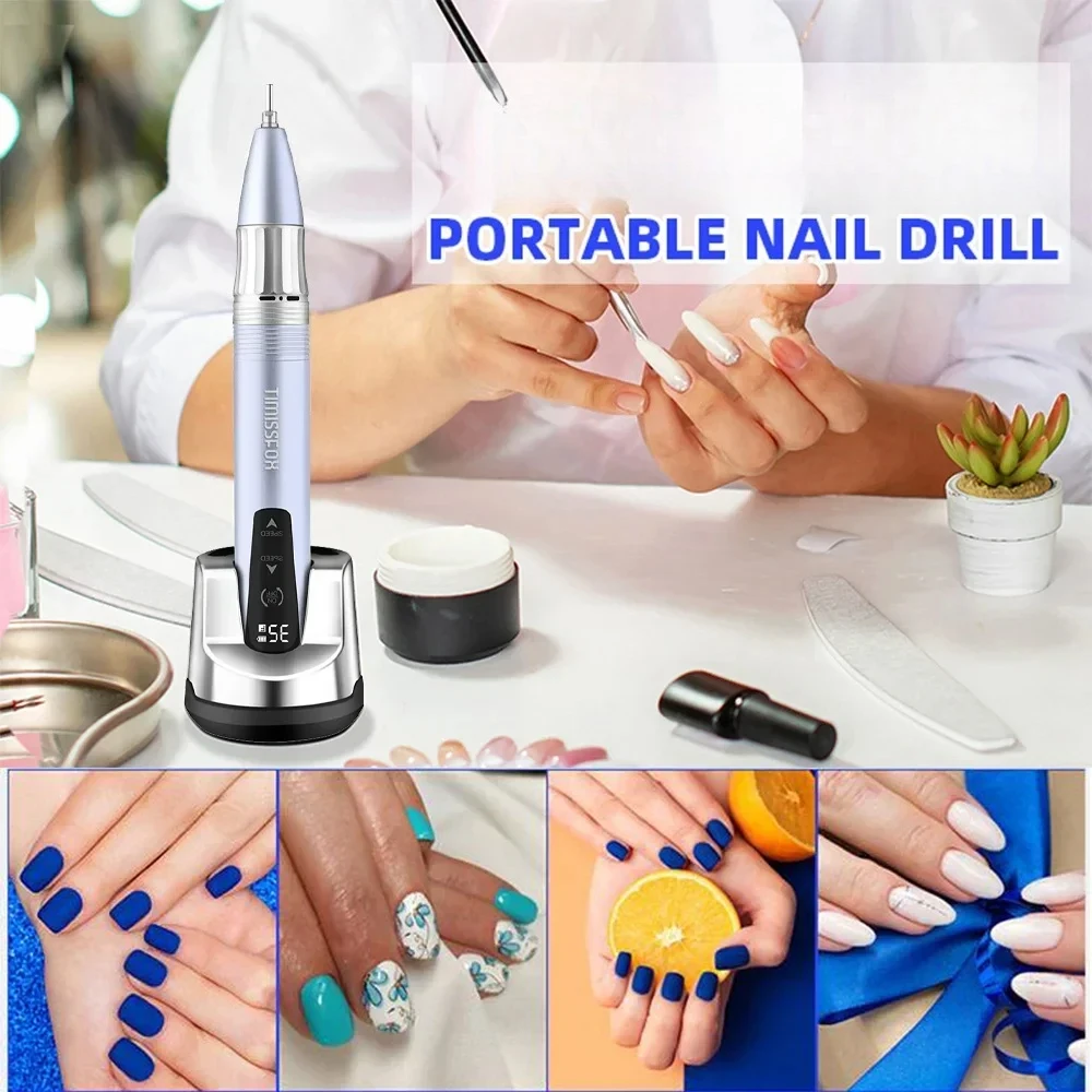 35000RPM 전기 네일 드릴 펜 매니큐어 페디큐어용 충전식 휴대용 네일 기계 젤 폴리싱 살롱 네일 장비