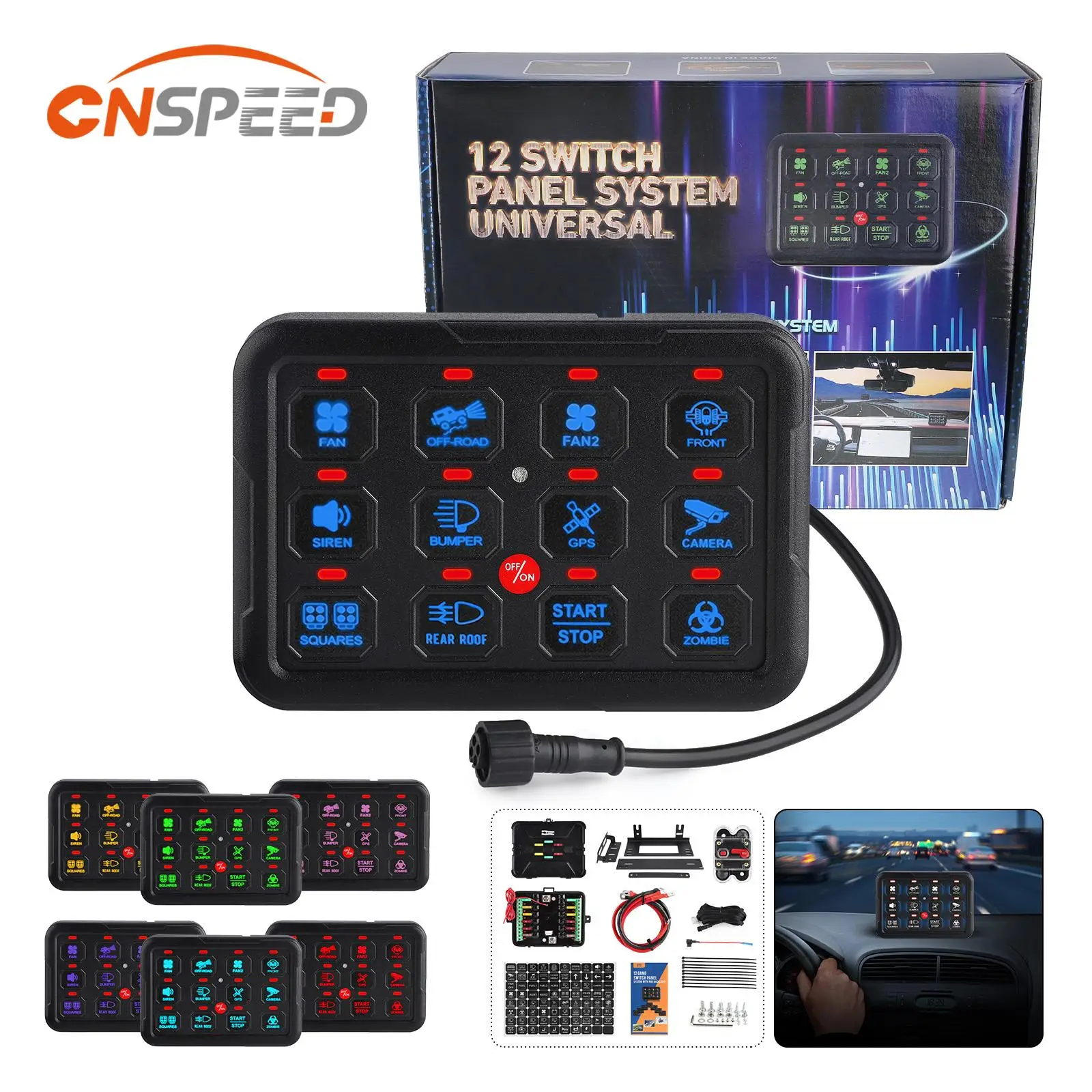 

CNSPEED 6/8/12 Gang LED Switch Panel On Off Control 12V Automatic Light Electronic Relay System for Truck Caravan Boat Camper