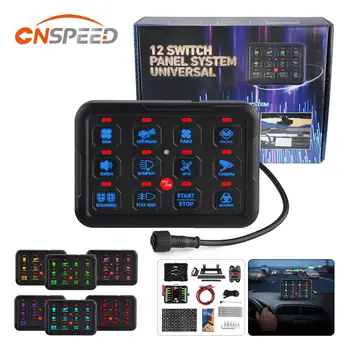 CNSPEED LED 스위치 패널 온 오프 제어, 트럭 캐러밴 보트 캠핑카용 자동 조명 전자 릴레이 시스템, 6 갱, 8/12 갱, 12V