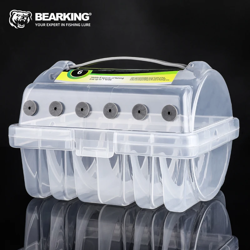 6 fishing line holder box BEARKING Fishing Tackle box 6 Compartments Fishing Accessories Line Hook Storage  Case Double Sided Fishing Tool organizer boxes