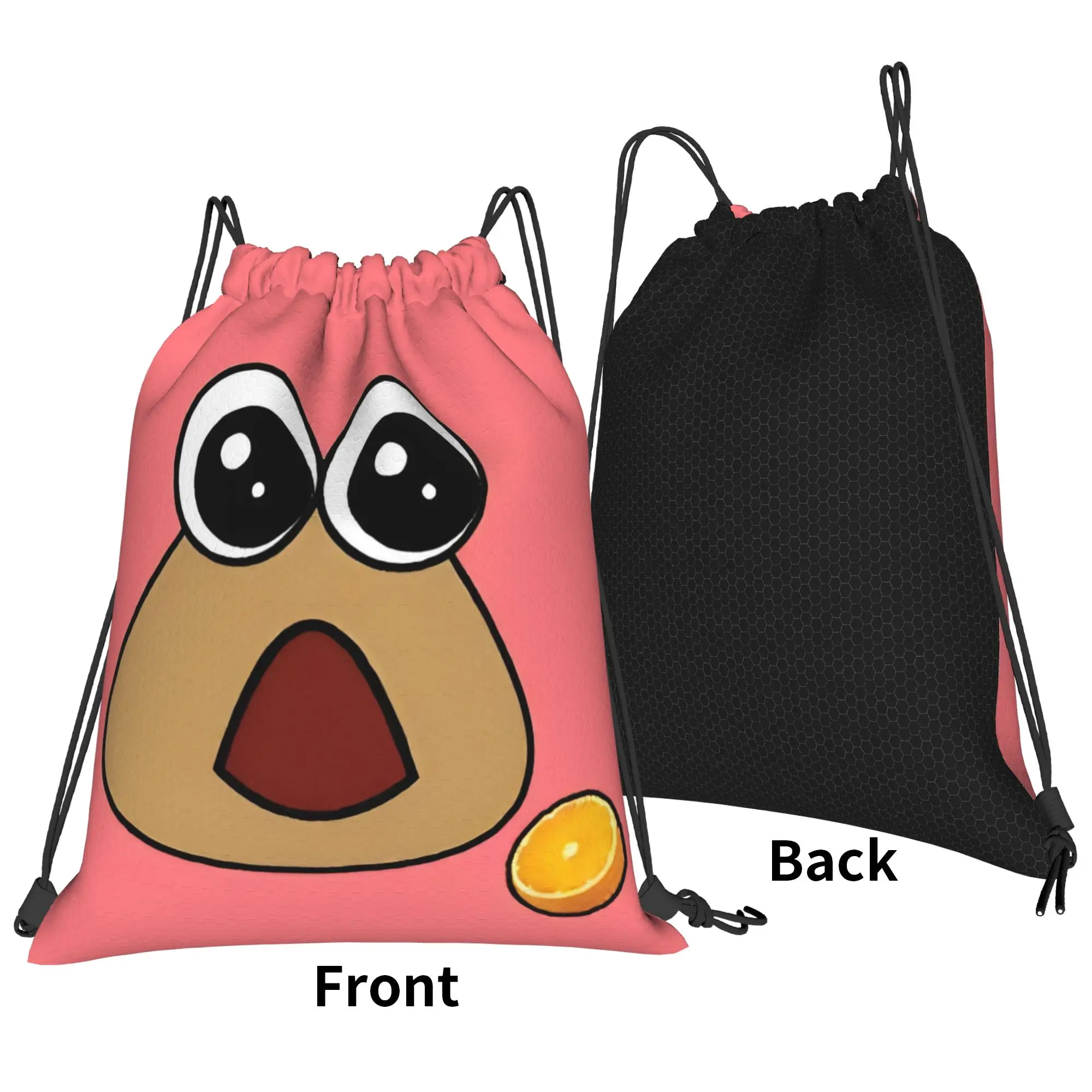 My Pet Alien Pou Drawstring Backpack Sports Gym Sackpack Water Resistant Game Cartoon String Bags Running 36cm (W) x 43cm (H)