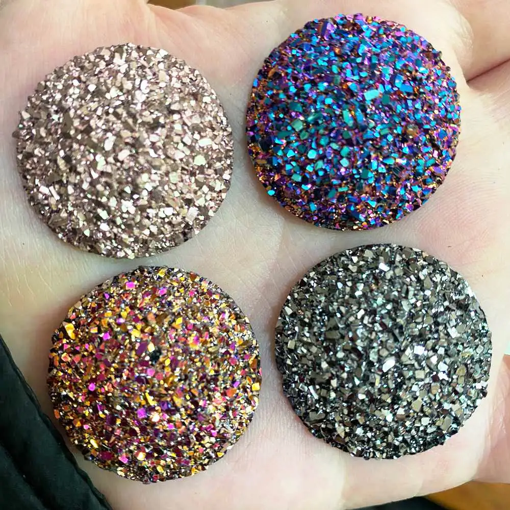 New 20PCS AB Resin 30mm Ore Round  Crystal Gem Flatback Rhinestone Buttons Accessories  DIY Wedding Appliques Craft G68