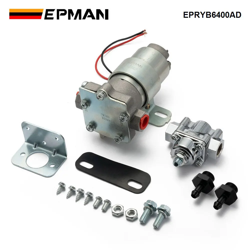 EPMAN 110 GPH elektrische Kraftstoffpumpe mit Regler, Straßenleiste, vergaste Anwendungen, 14 PSI, universelle 3/8-Zoll-NPT-Anschlüsse EPRYB6400AD
