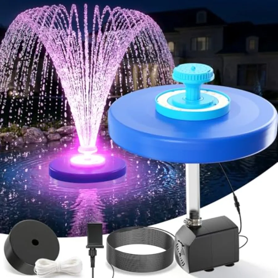 

Large Pond FountainFloating Pool Fountain with LED Lights Big Floating Water Fountain Pump Pond Fountain Aerator with Anchor Ou