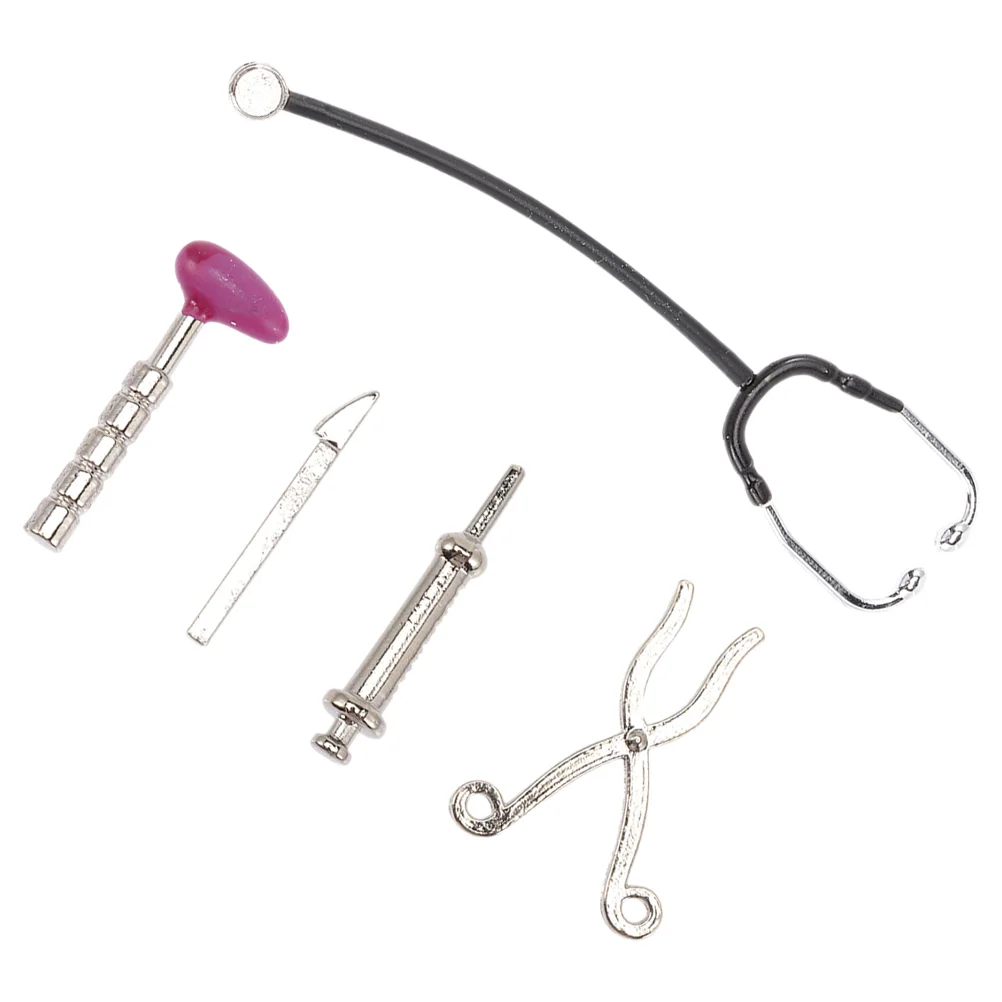 1 Set Mini Doctor Tools Miniature Stethoscope Syringe Mini House Accessory miniature syringe house accessory