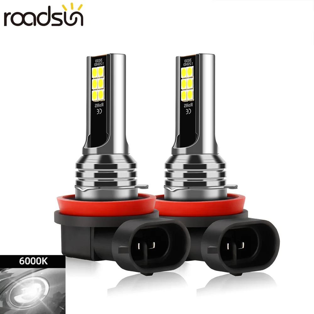 Roadsun 2 Stück Auto-Nebelscheinwerfer LED-Birnen H8 H9 H11 70W 13000LM 9005 HB3 9006 HB4 6000K Canbus Ultra LED 12V Auto-Nebellampe Glühbirnen