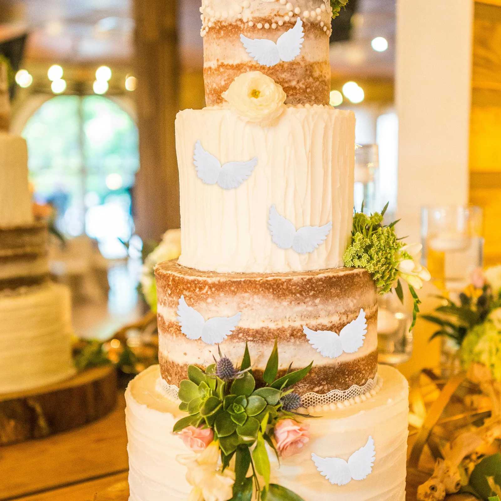 

18Pcs White Angel Wings Mini Cake Toppers Reusable Plastic Wings Decoration Christmas Birthday Cupcake Craft Accessories