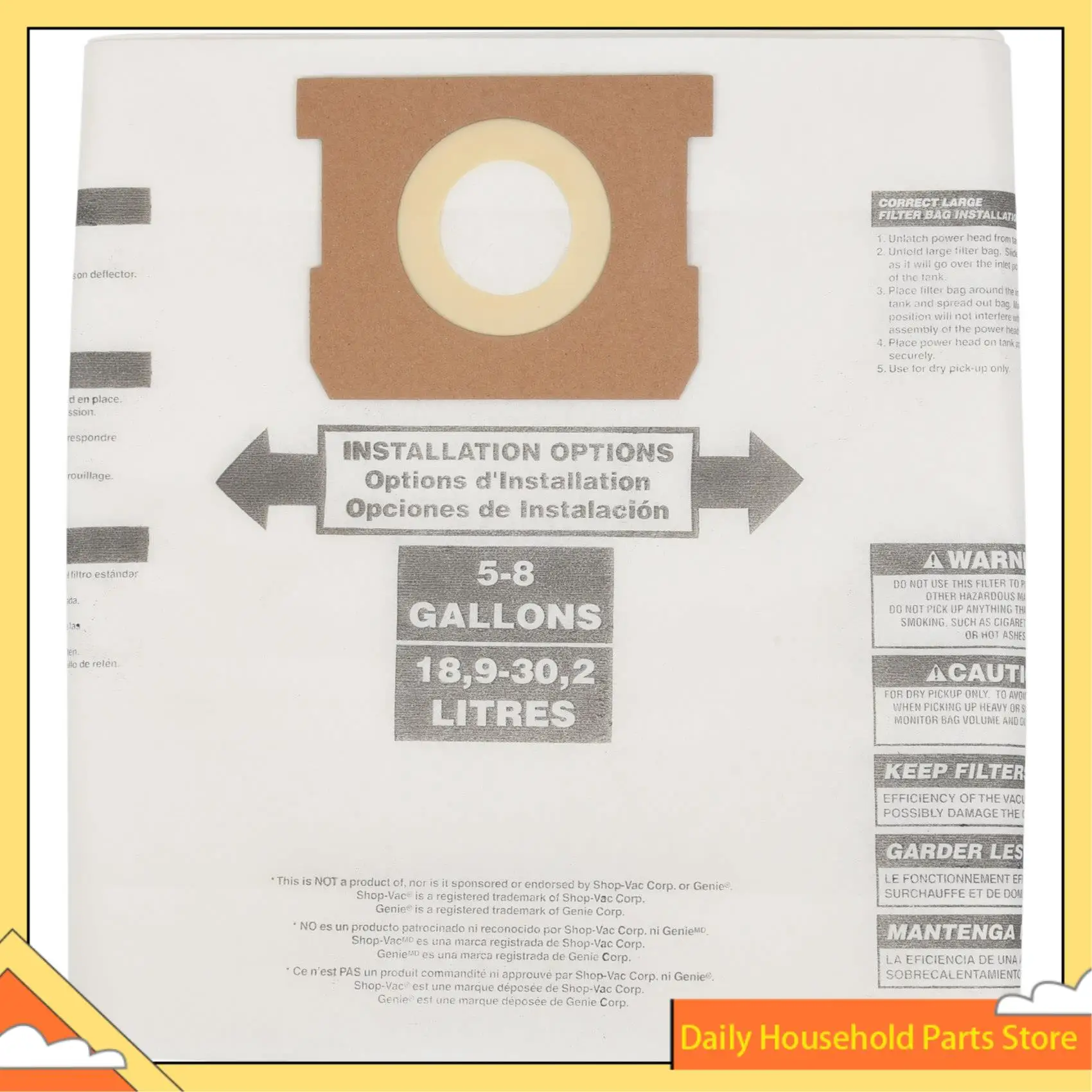 6개입 범용 드라이 진공청소기 먼지 봉투 5~8갤런 진공청소기용 (Shop Vac 5-8 갤런 Ridgid VF 먼지 봉투) 인기 상품!