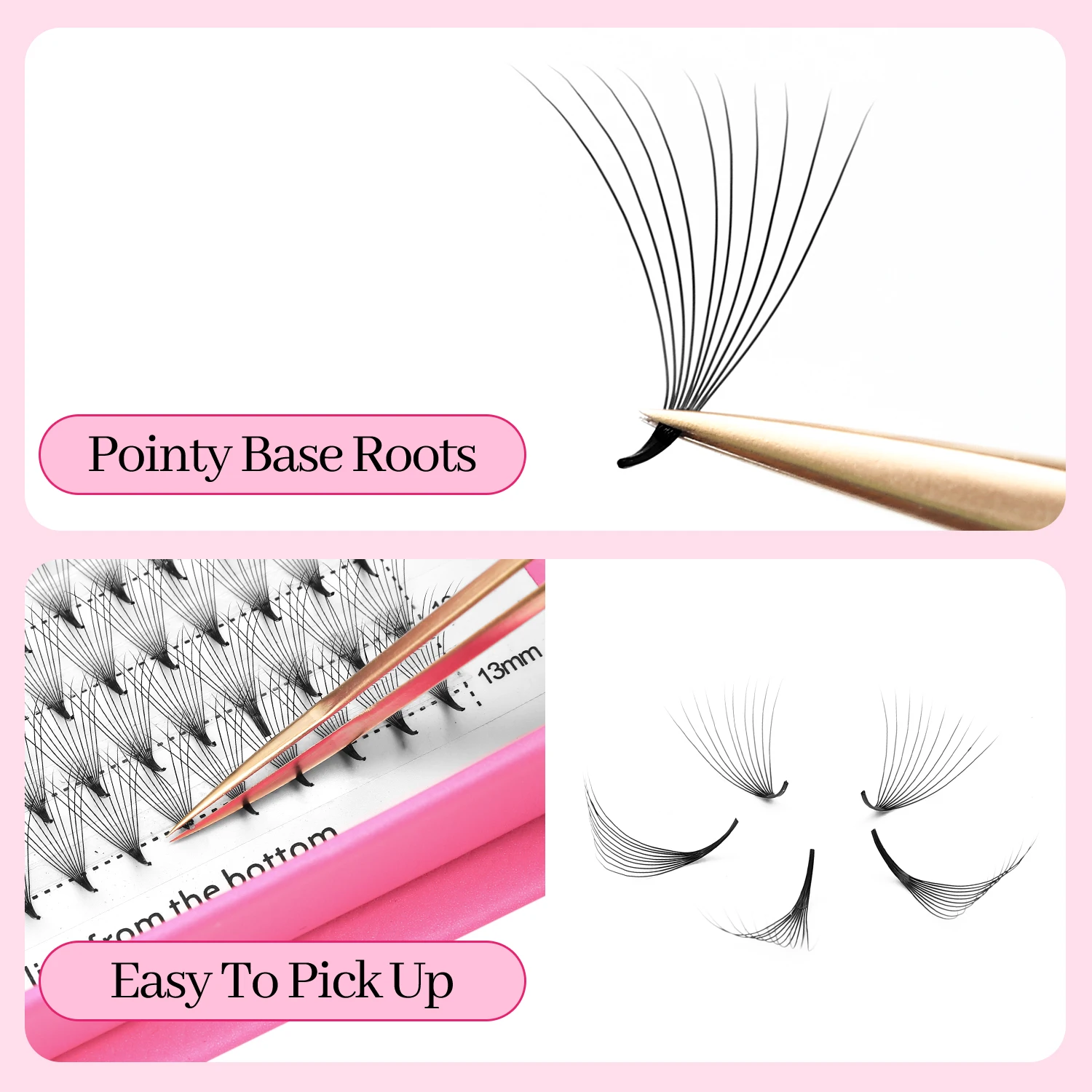 XIUSUZAKI 16 خطوط مسبقة الصنع حجم المشجعين الرموش تمديد 3D 4D 5D 6D 7D 8D 9D 10D 12D 14D 16D مدبب قاعدة الروسية رموش تكثيف