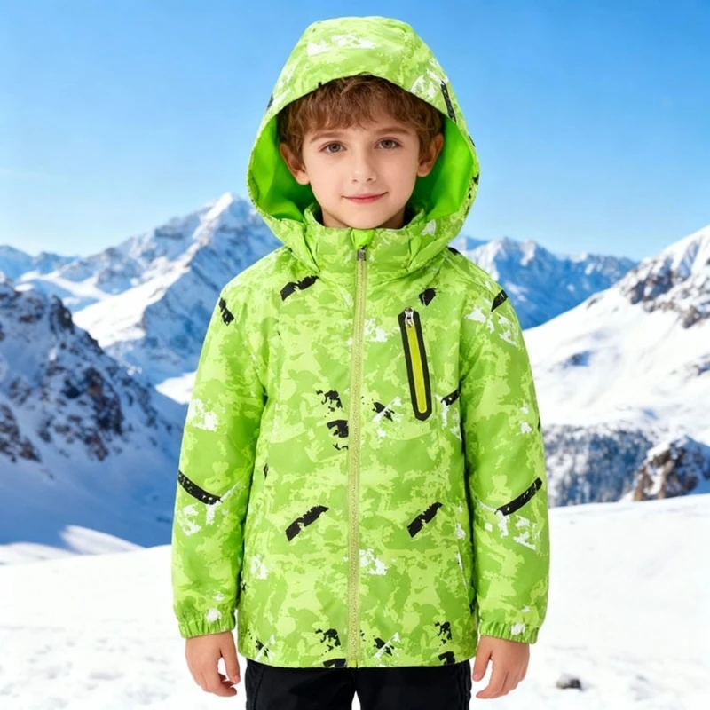 Dubbped Boys Coat Spring Winter Fleece Jacket Boys Windproof Raincoat Children Long Sleeve Hooded Clothes  Windbreaker Outerwear