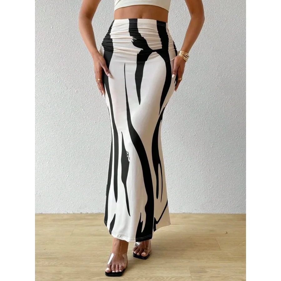 

BamGleam Women's Printed Pleated Skirt Women Fall For Women