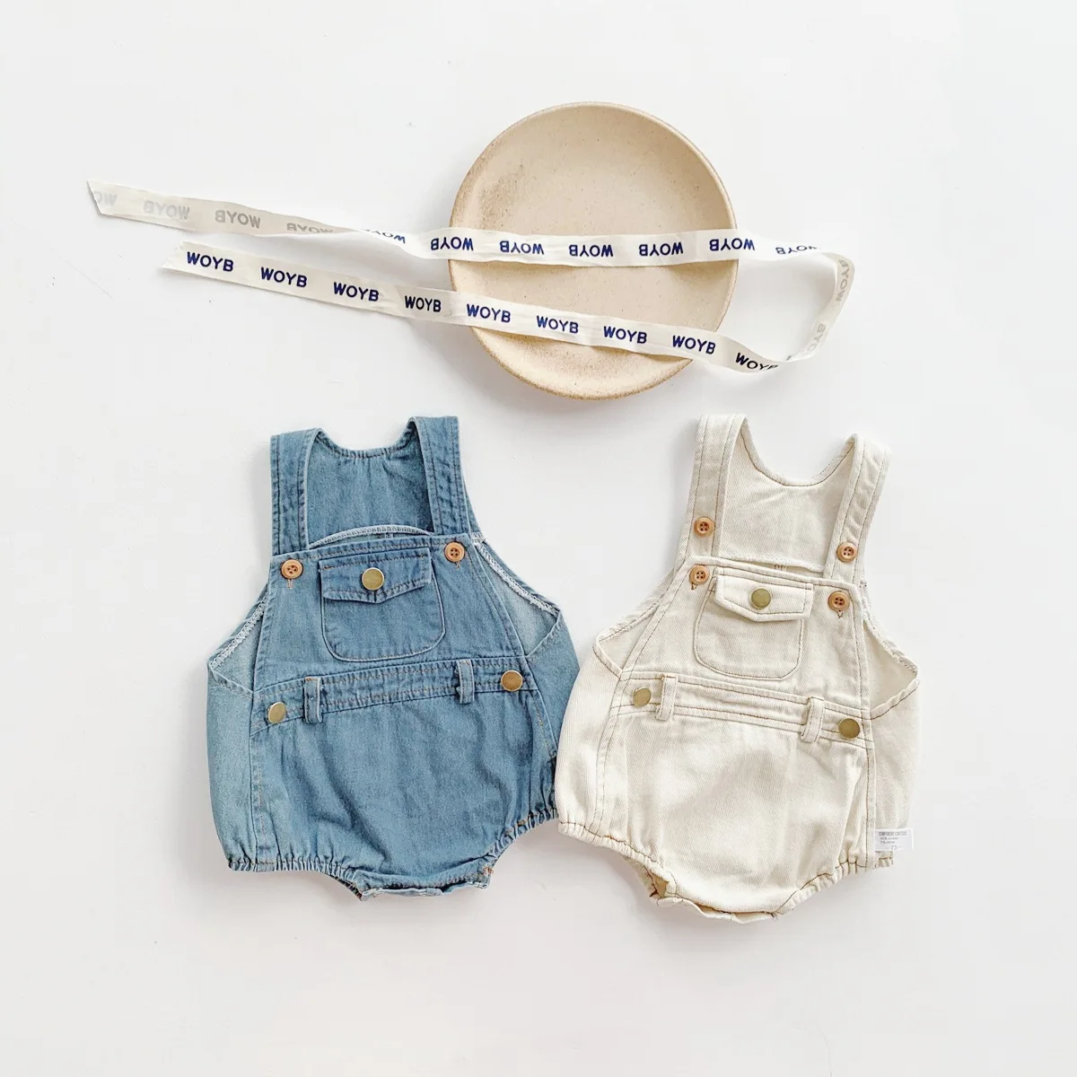 Summer Infant Baby Girls Boys Sleeveless Denim Buttons Overalls Kids Fashion Clothing Cotton Jumpsuits Gift Hat Bodysuits