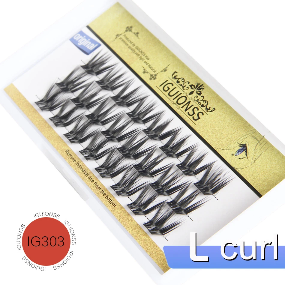 IGUIONSS  L Curl Super Cluster Clusters DIY Eyelash Extension Natural Mink Eyelash Individual Lashes Makeup Tools MIX10,12,14