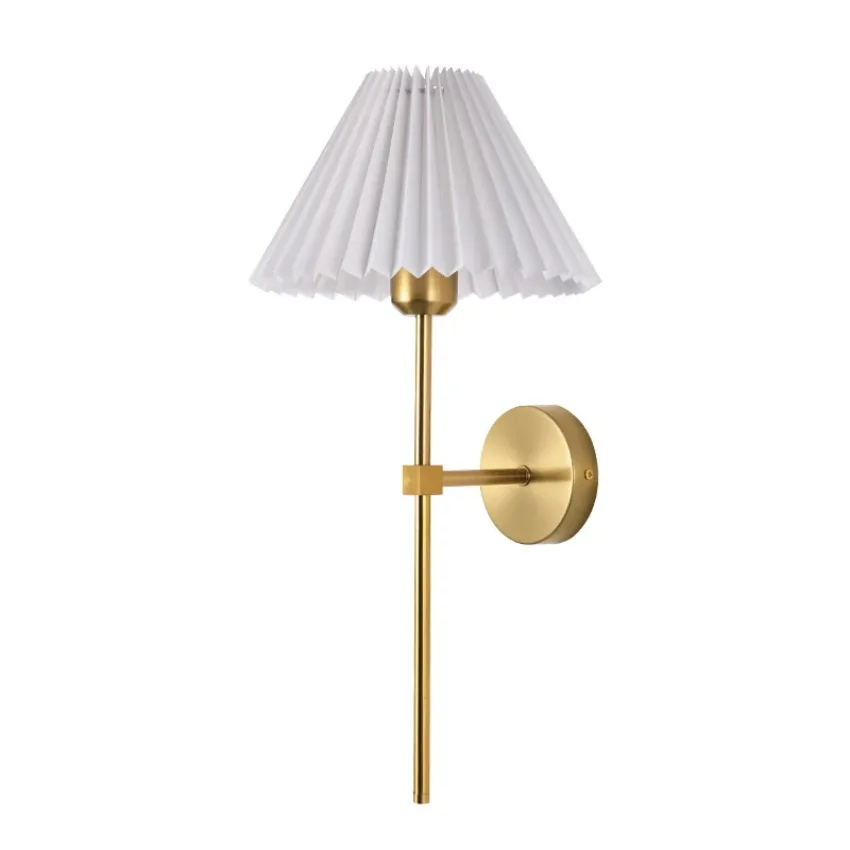 Nordic Retro Pleated Umbrella Style E27 Wall Lamp Hotel Bedroom Bedside Dining Room Dressing Home Decoration Lighting Fixture