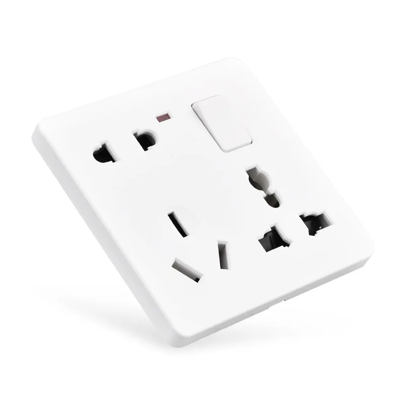 86 Type Universal Ten Holes 1Gang Multifunctional Three Eight Holes High Power 16A White Southeast Asian Wall Switch Socket