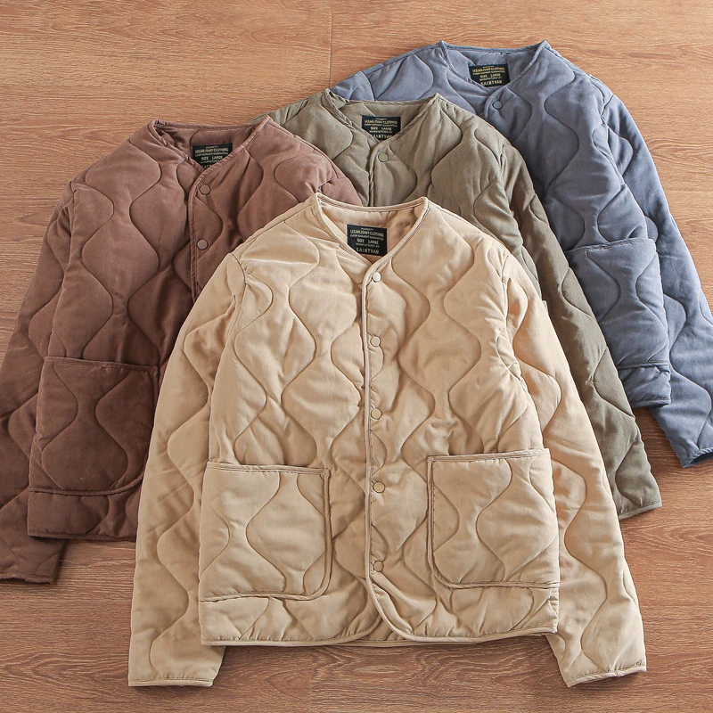 

Мужская зимняя хлопковая куртка с утеплением, повседневная, винтажная, с внутренней подкладкой, свободного кроя