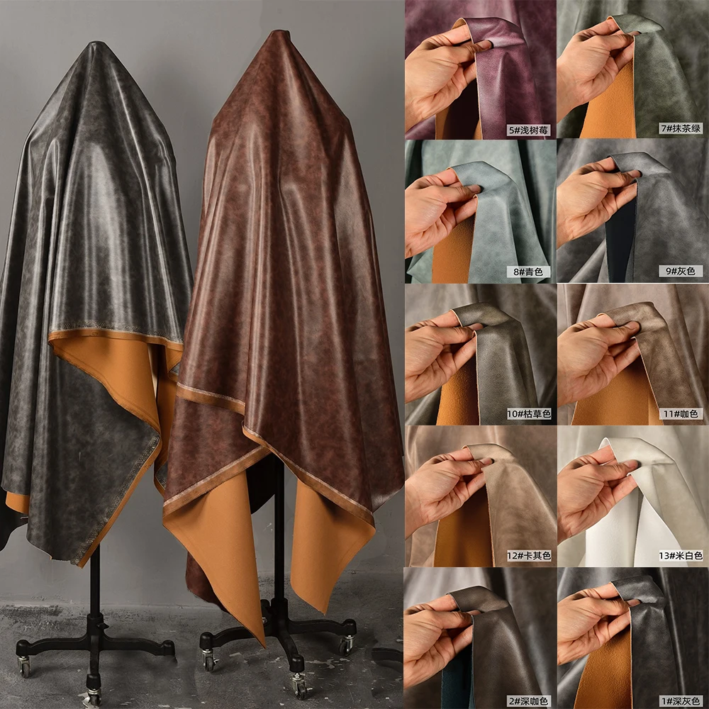 

Thickened Vintage Pu Leather Fabric Soft Imitation Sheepskin Waterproof Double-Sided Warm Fabrics Sewing DIY Jacket Coat Clothes