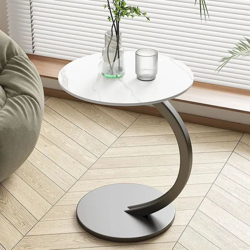 Round Side Table C Shaped Small Coffee Table Sofa Side Table Corner Table Living Room Sofa End Table Bedroom Bedside Table