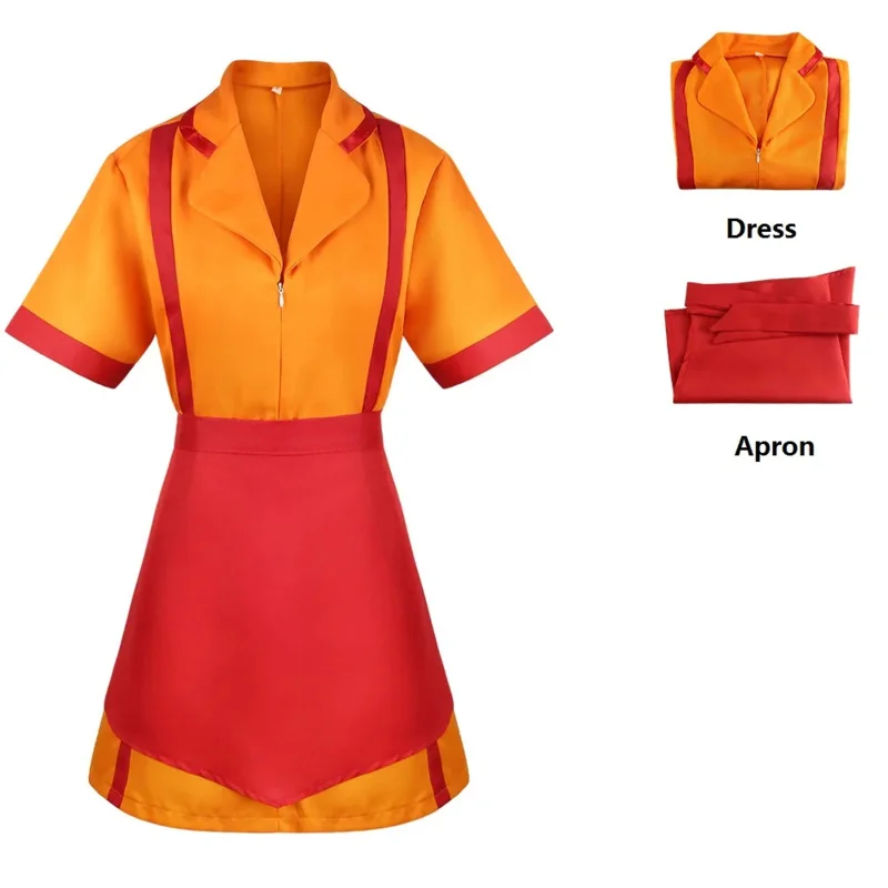 2 Costumi cosplay per ragazze rotte per Halloween Girl Party Wear Max Caroline Bar Cameriera Cameriera Abito da cameriera Cos con grembiule