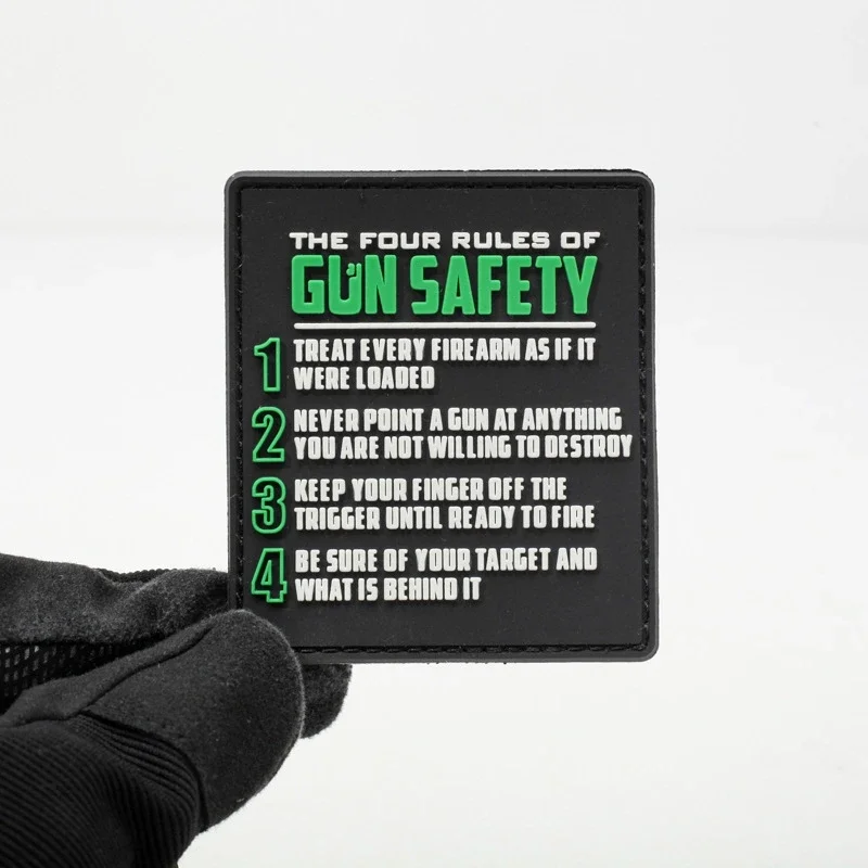 The Four Principles of Gun Safety Hook and Loop Patches PVC Morale Badge Backpack Clothing Decoration Patch Sticker