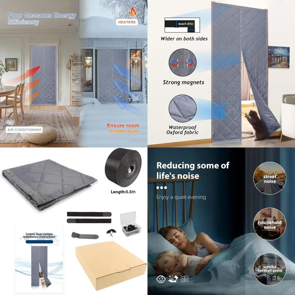 

Thermal Insulated Door Curtain, 50x80, Magnetic Closure, Thick Cotton, for Soundproofing and Windproofing